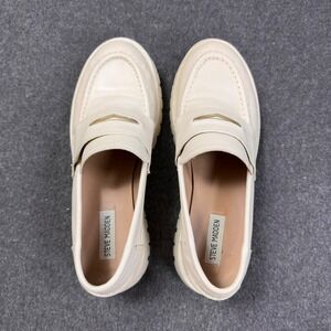 Steve Madden Lawrence Leather Lug Sole Penny Loafers Ivory Women's 10 M